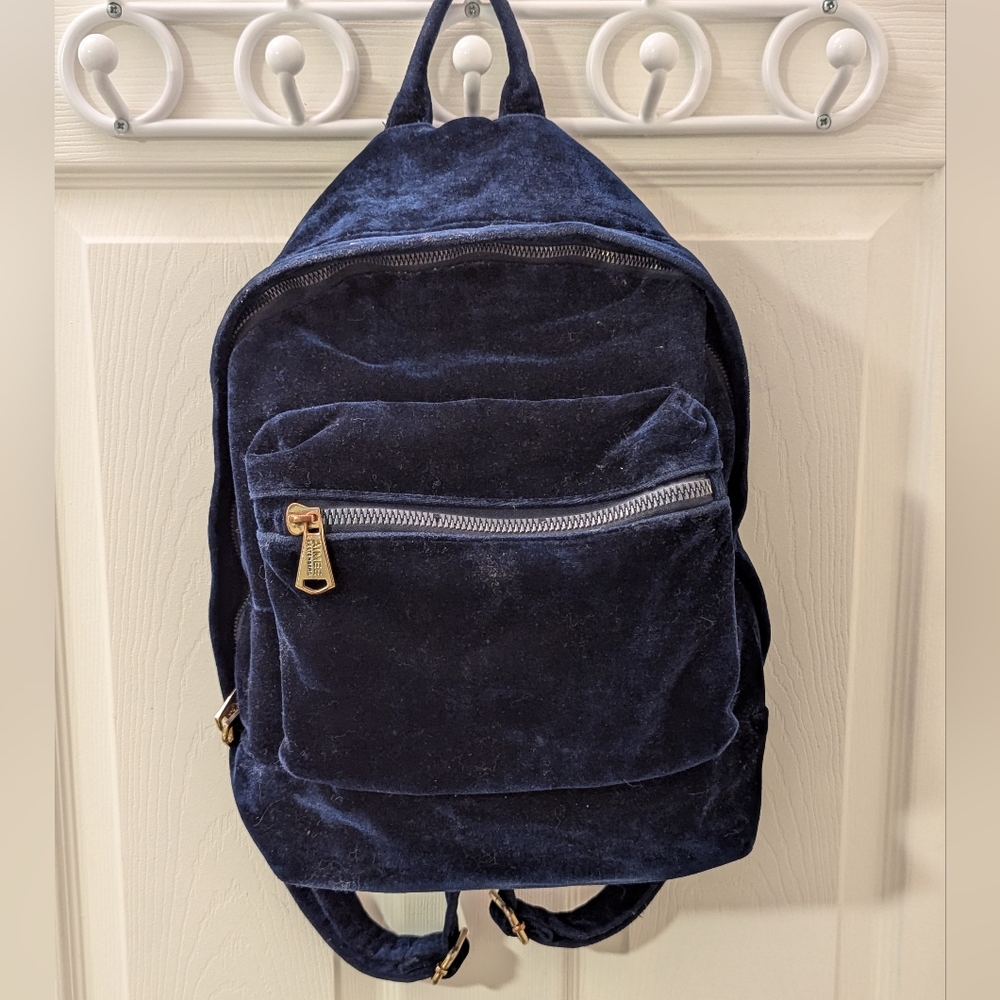 Aimee Kastenberg| Navy Blue Velour Backpack